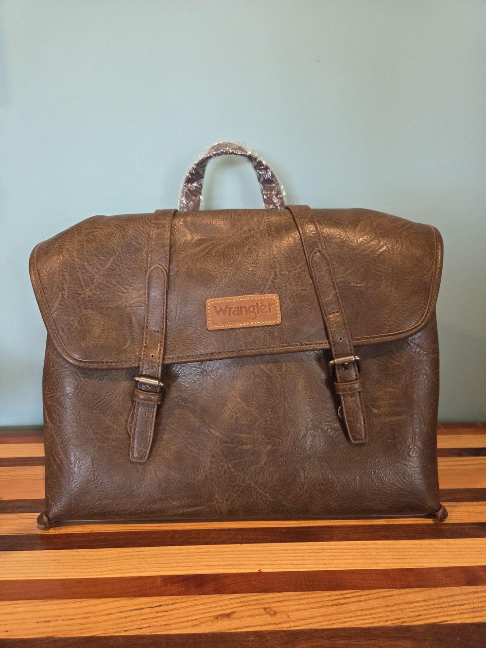 (NWT) Wrangler Brown Faux-Leather Backpack Or Cross Body Convertable Straps bag.